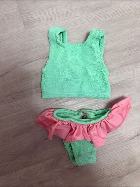 Hunza G Kids Swim Bikini in Mint Green and Pink